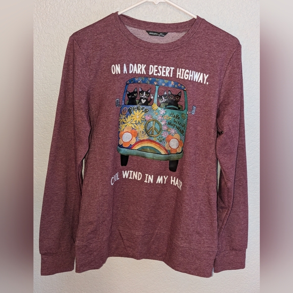 LILICLOTH  Cat long Sleeve Shirt "On a Dark Desert Highway" Size Large - Picture 1 of 7